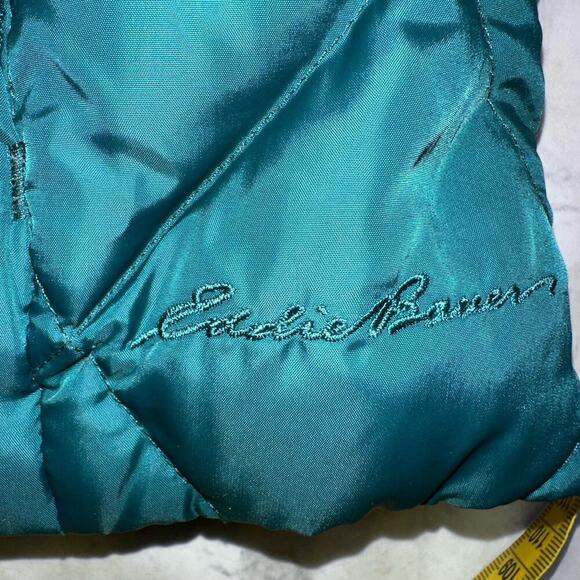 EUC Women’s XS Eddie Bauer Dk Teal Premium Quality Goose Down Puffer Vest Jacket - Picture 5 of 10